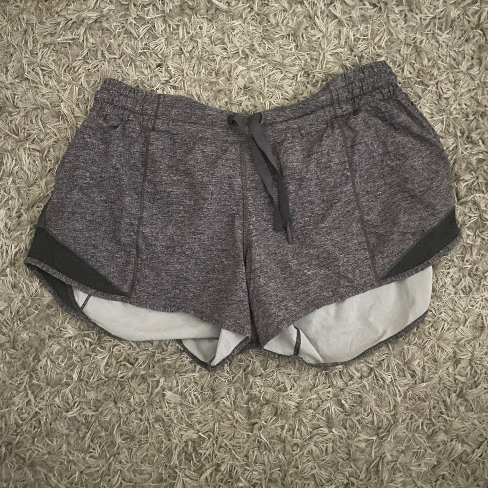 Heather grey Lululemon hotty hot shorts. Size 8 and 4” inseam.